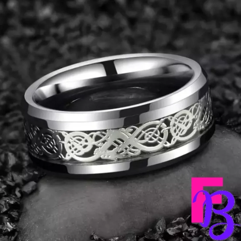 - *NEW!* 6mm / 8mm Tungsten Carbide Celtic Dragon Ring - Picture 1 of 9